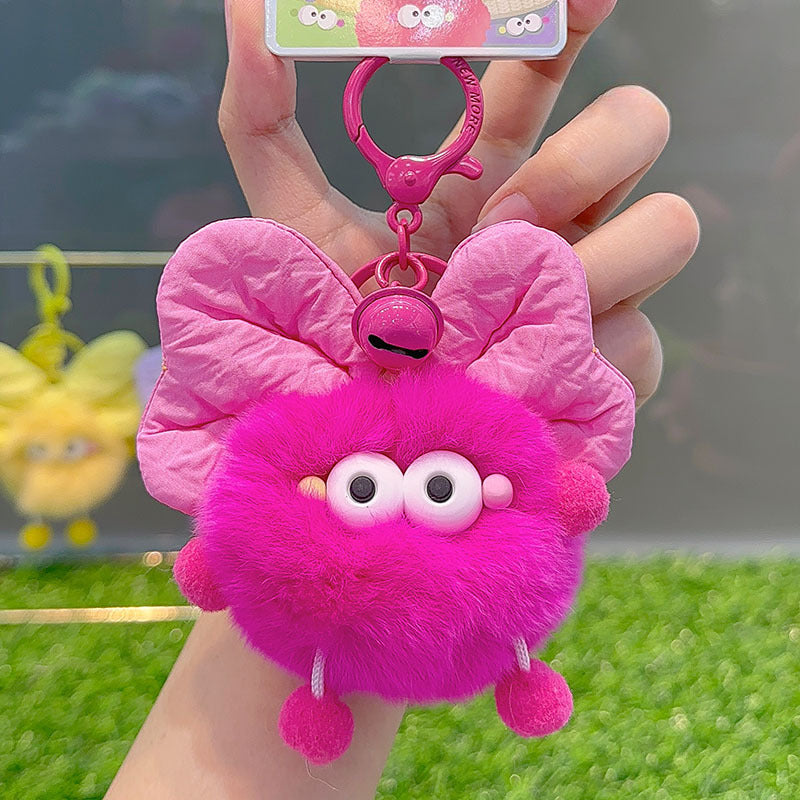 Wholesale Bow Colorful Fur Ball Keychain
